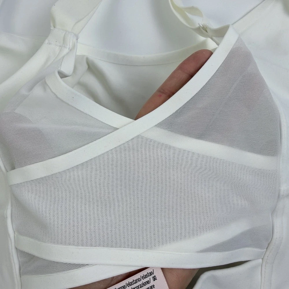 Victoria's Secret VSX Elevate Cross-Back Longline Sports Bra White XL NWT